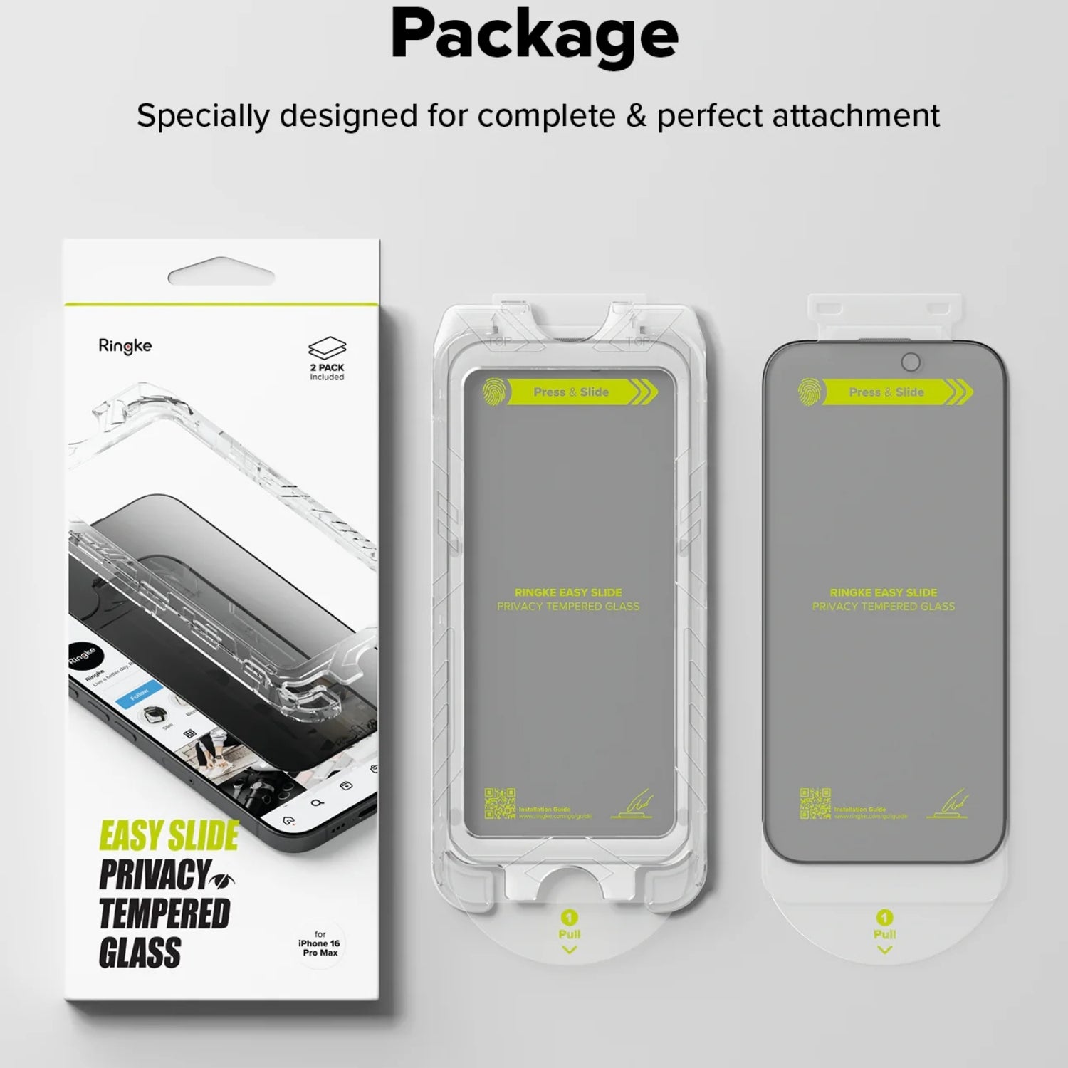 Protector de Pantalla Vidrio Ringke Easy Slide Anti-espía iPhone 16 Pro Max (Instalador) 1und