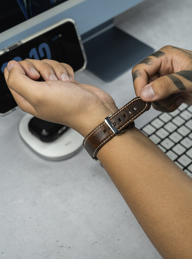 Correa De Cuero Genuino para Apple Watch - Marrón Caramelo