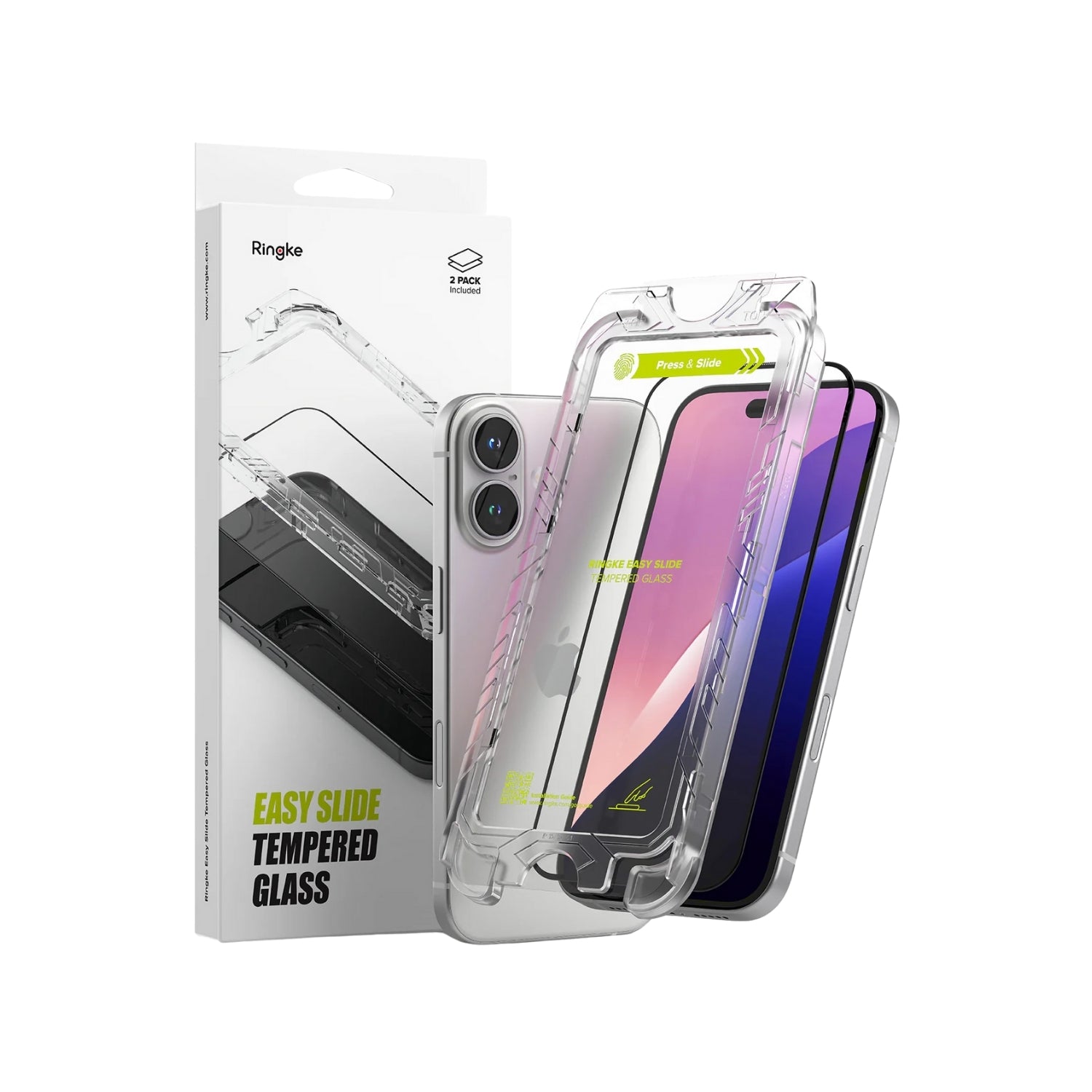 Protector de Pantalla Vidrio Ringke Easy Slide iPhone 16 (Instalador) ( 2pack)