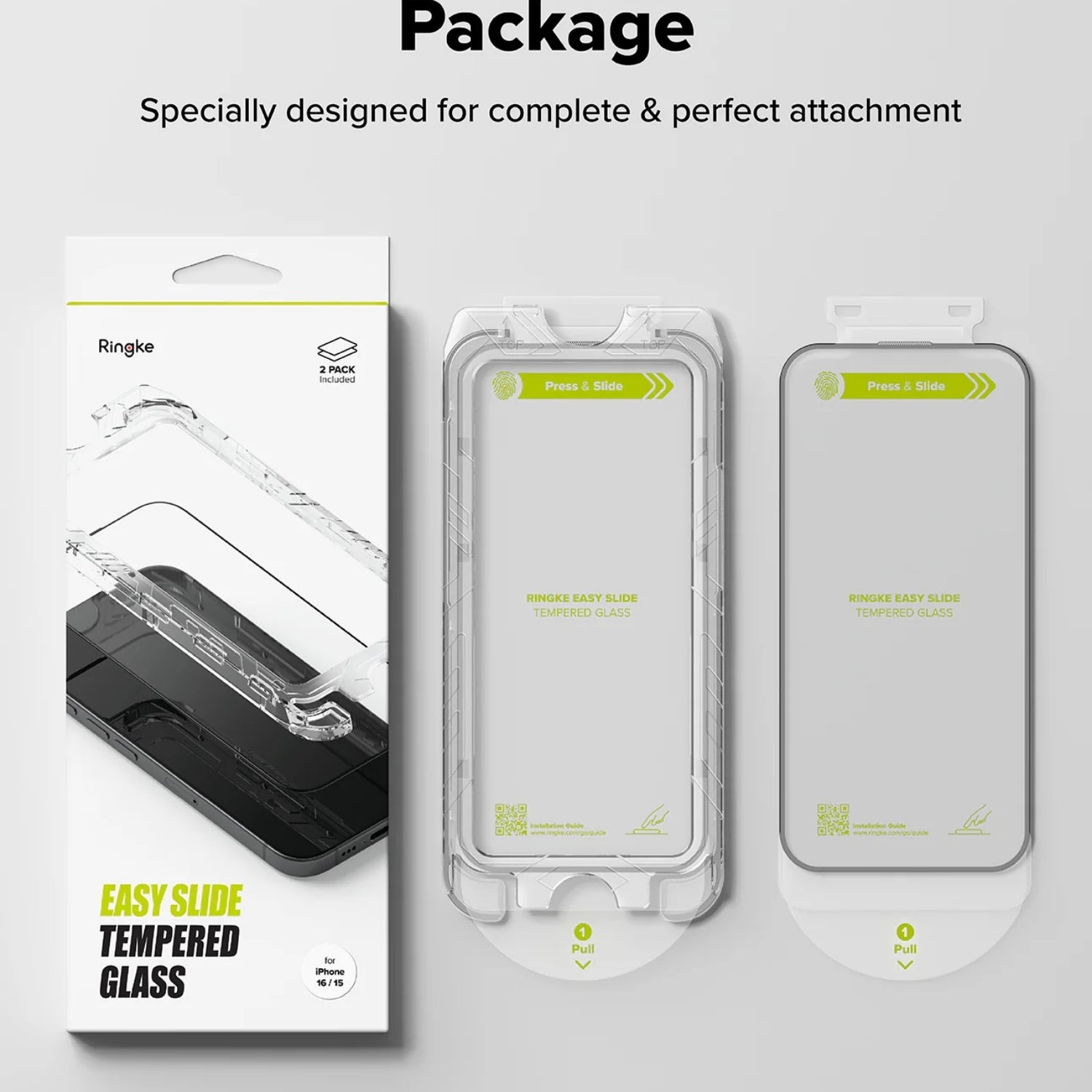 Protector de Pantalla Vidrio Ringke Easy Slide iPhone 16 (Instalador) ( 2pack)