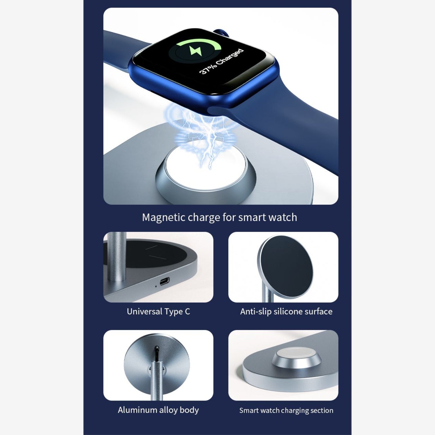 Estación de carga inalámbrica Magsafe 3 en 1 para iPhone, Watch y Airpods - 15W