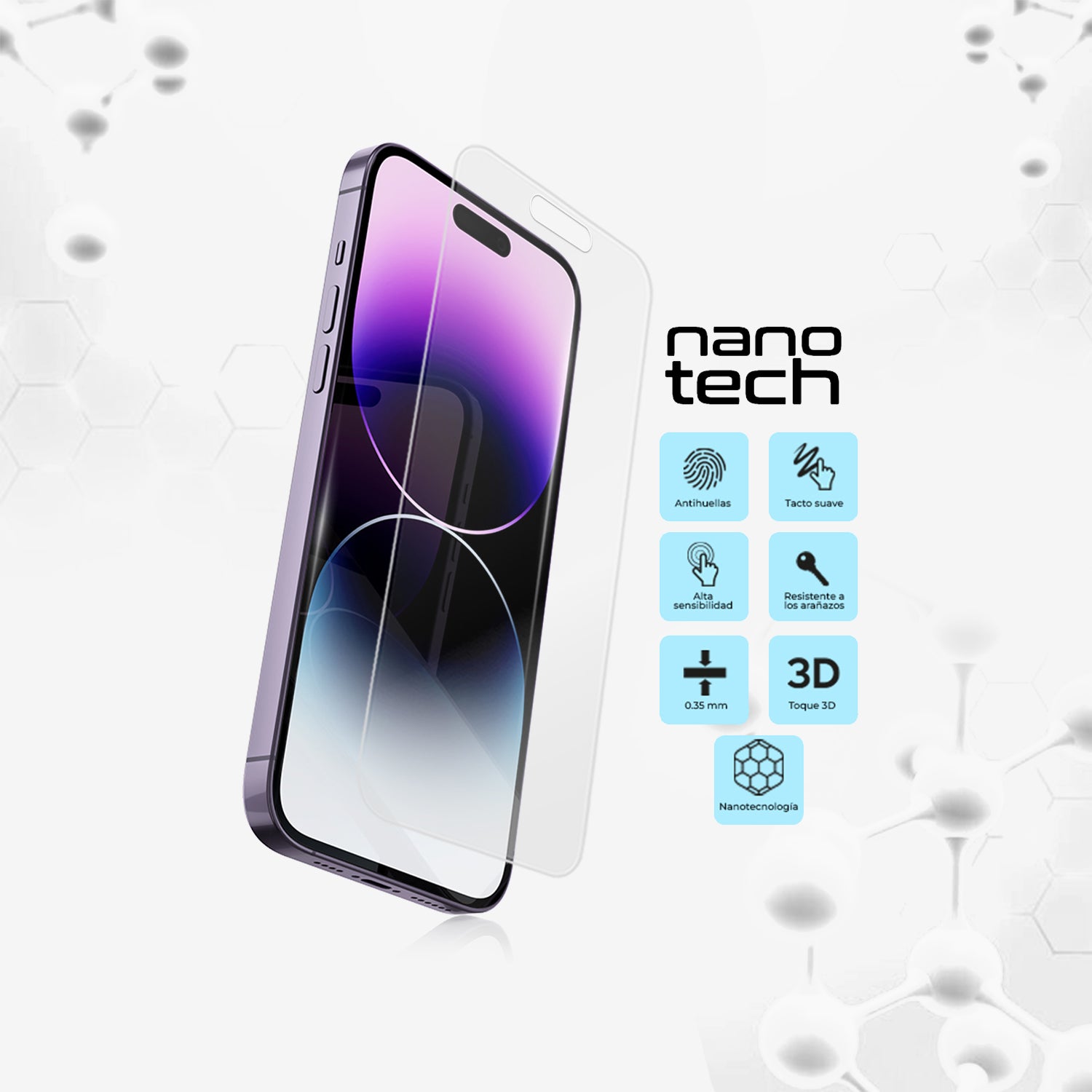 Protector de Pantalla Mate Antireflejo Nanotech Lensun - iPhone 14 Pro Max