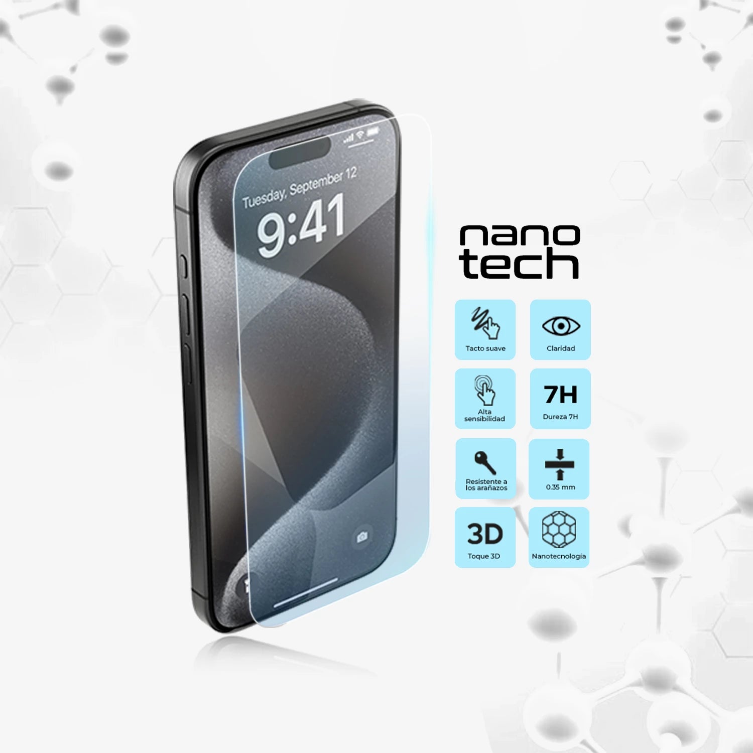 Protector de Pantalla HD Nanotech iPhone 15 Pro Max