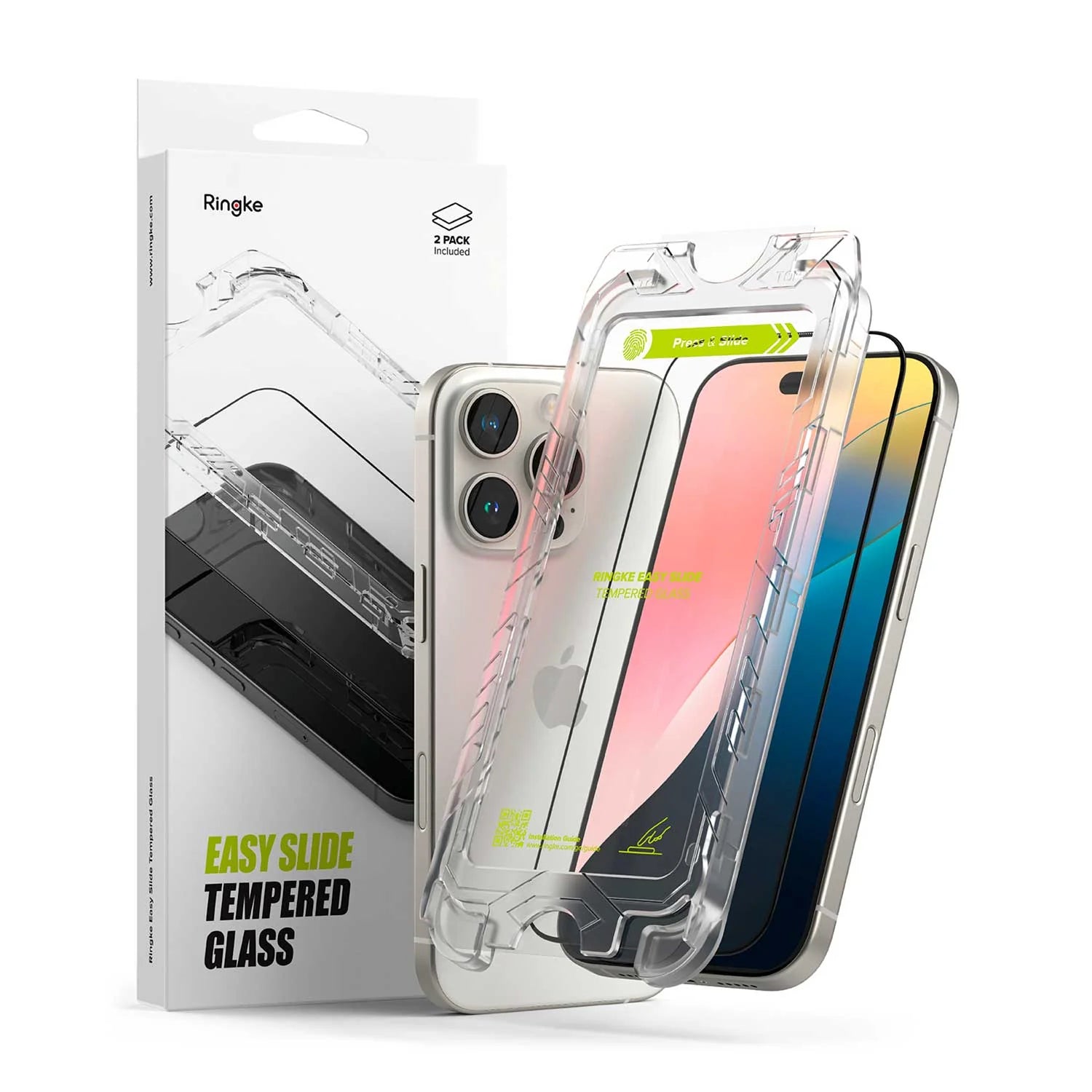 Protector de Pantalla Vidrio Ringke Easy Slide iPhone 16 Pro Max (Instalador) 2pcs