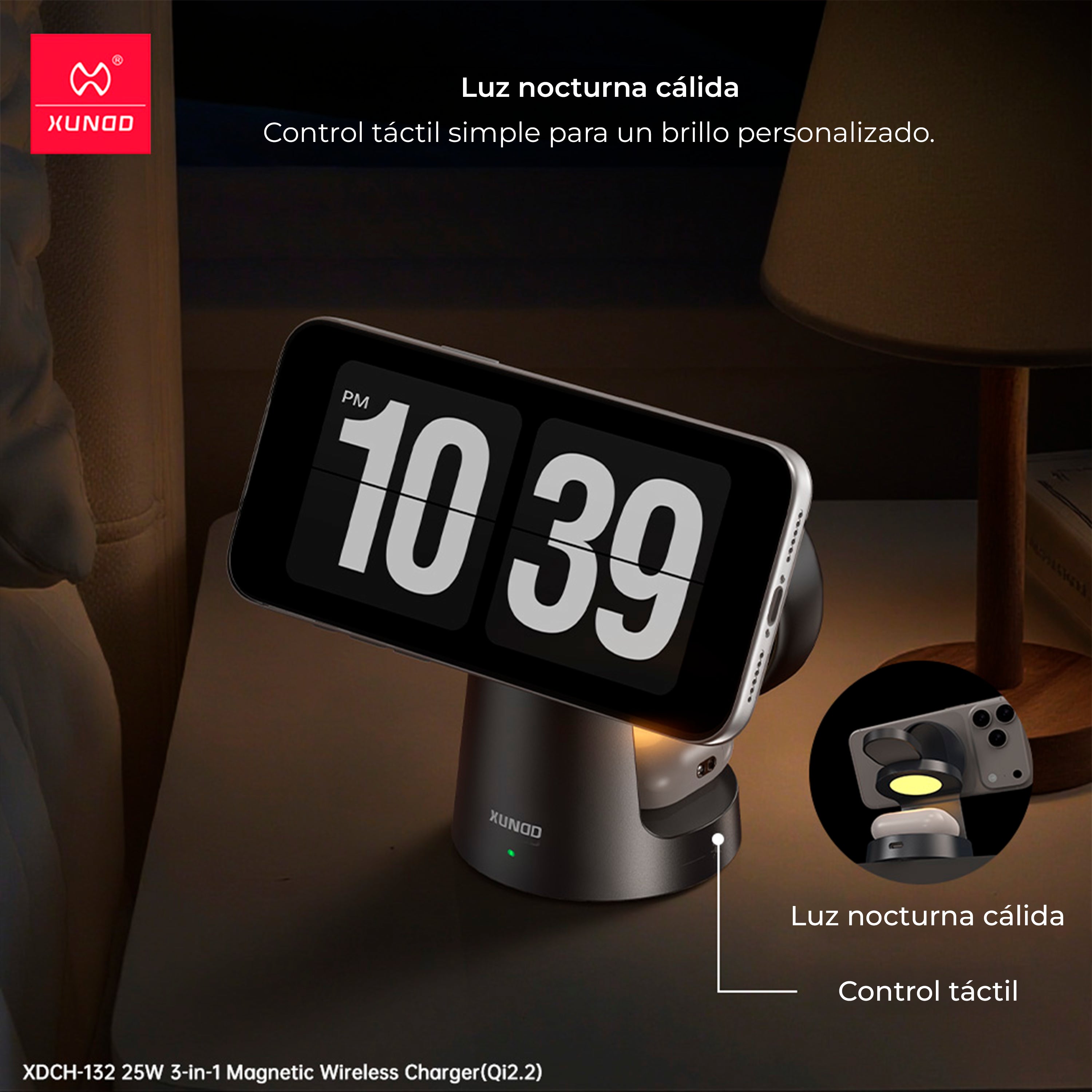 Cargador Stand Xundd 3 en 1 - 25W - Qi2.2