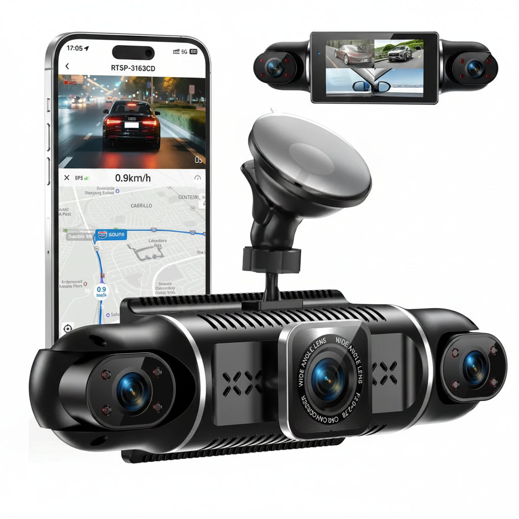 Camara para Auto DashCam 4 Cámaras WIFI 4K 360º + App + SD 32GB
