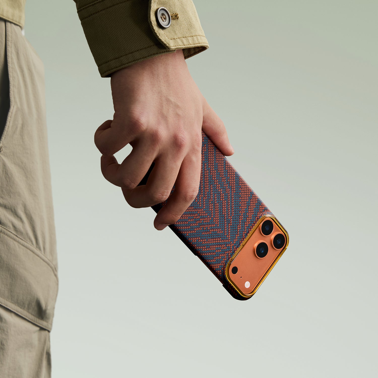 Case Pitaka Aramid Edge para iPhone 17 Pro Max - Burning Orange (PitaTap™)