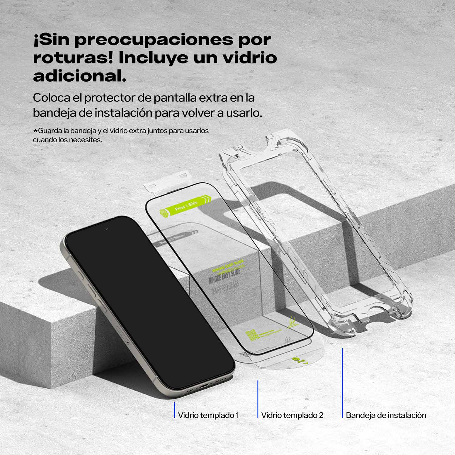 Protector de Pantalla Vidrio Ringke Easy Slide iPhone 16 Pro Max (Instalador) 2pcs