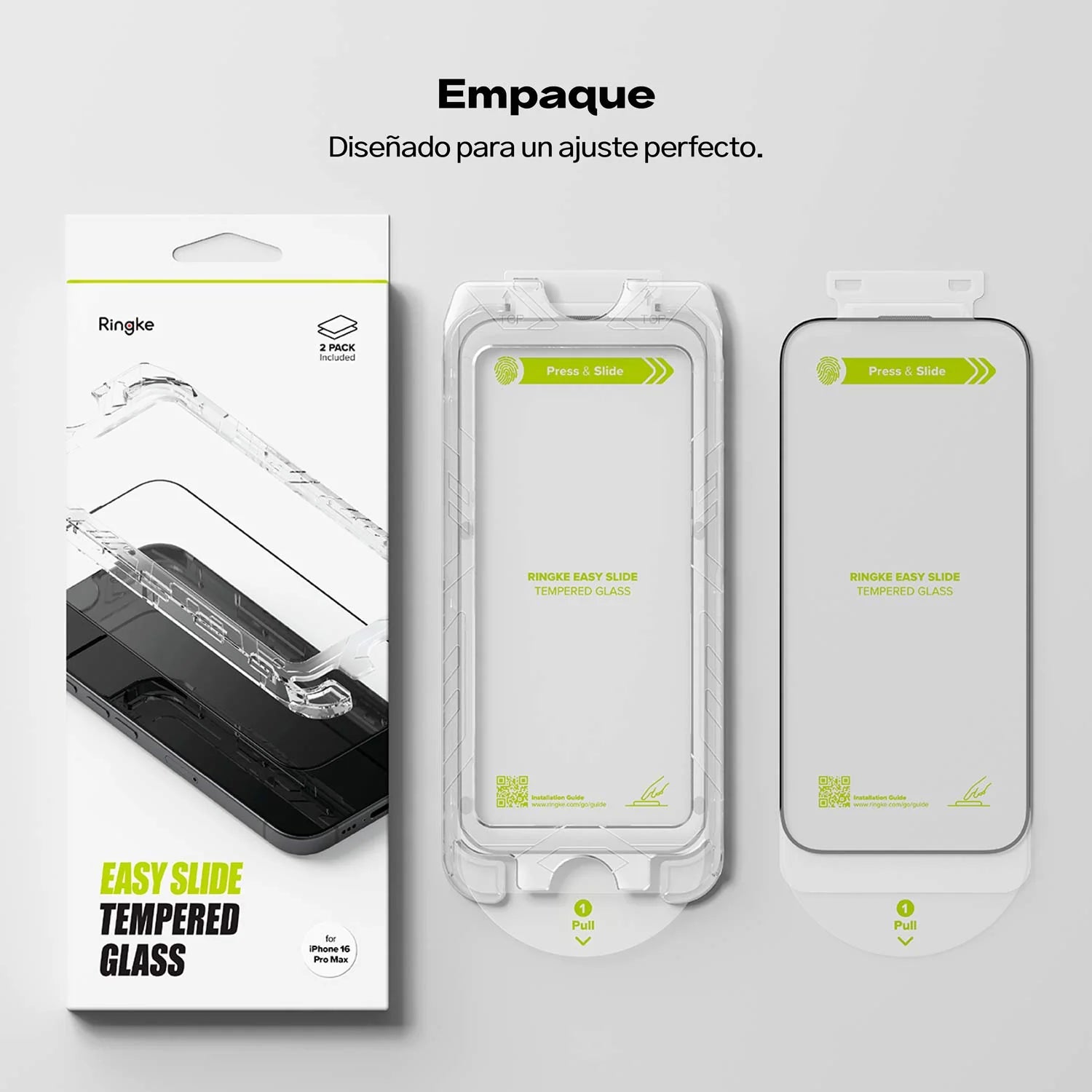 Protector de Pantalla Vidrio Ringke Easy Slide iPhone 16 Pro Max (Instalador) 2pcs