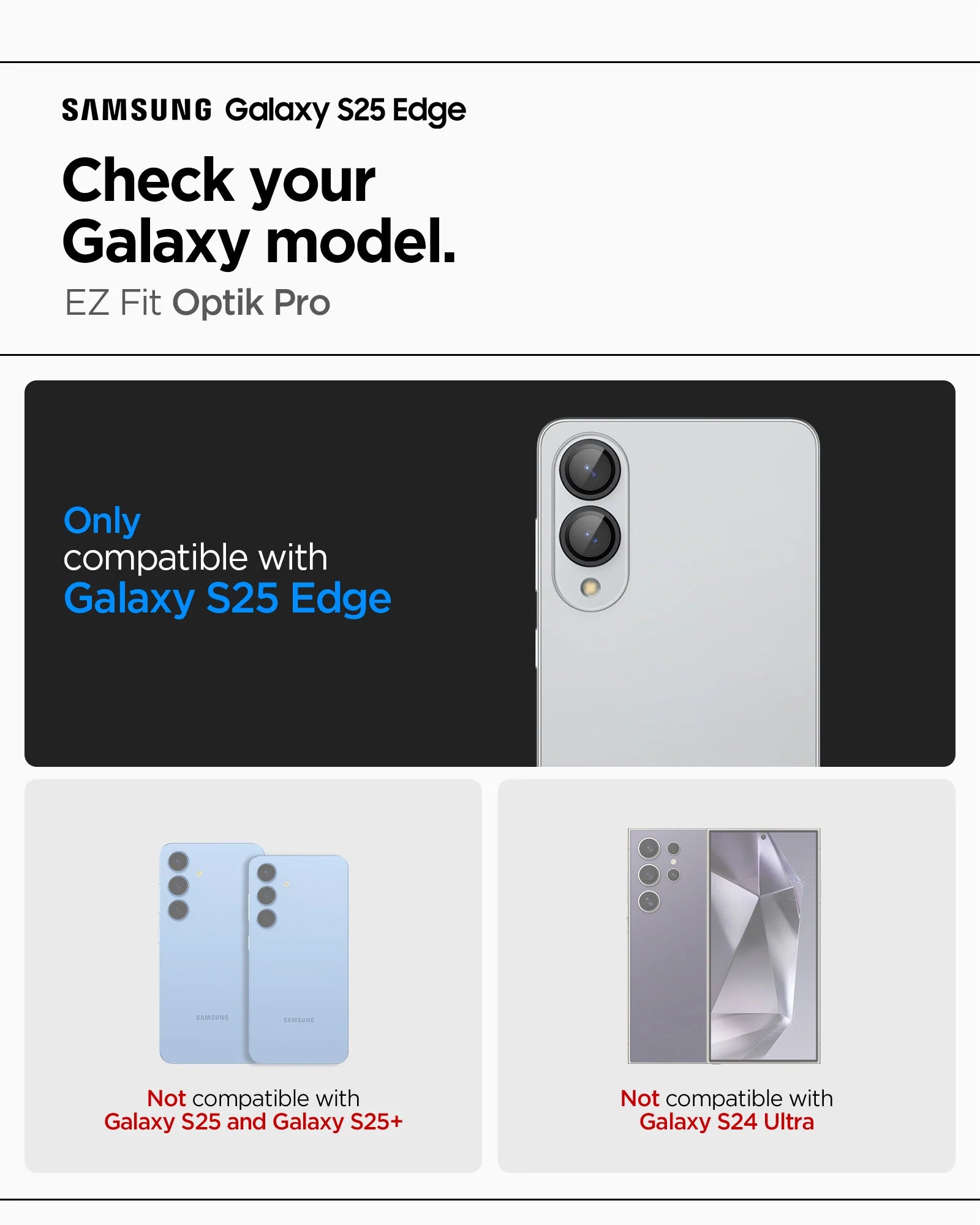 Protector de Cámaras Optik Pro EZ Fit - Galaxy S25 Edge ( 2pack)