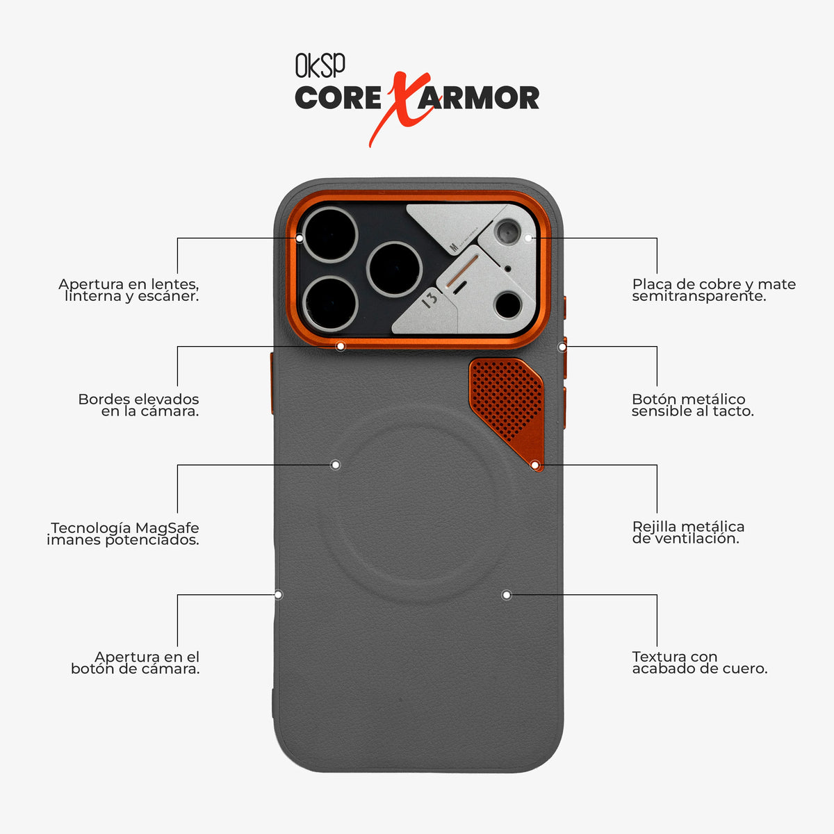 #Case Core X Armor - iPhone 17 Pro (MagSafe) (Color)_gris
