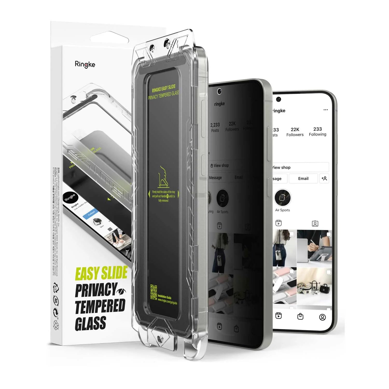 Protector de Pantalla Vidrio Ringke Anti-espía Galaxy S25 / Galaxy S24 (Instalador) 1pc