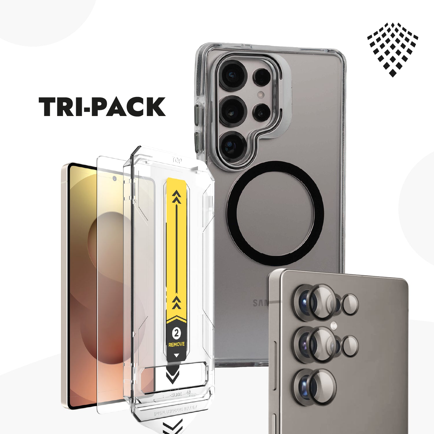 Case Stand + Vidrio Templado 9H +Protector de cámara - Galaxy S25 Ultra