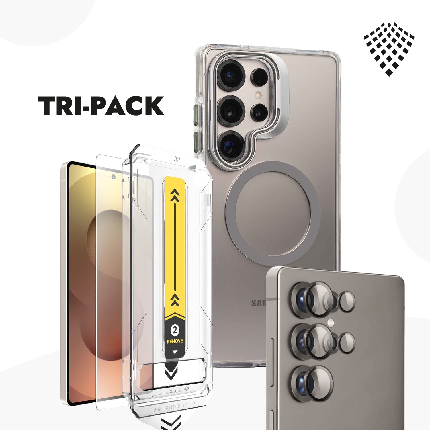 Case Stand + Vidrio Templado 9H +Protector de cámara - Galaxy S25 Ultra