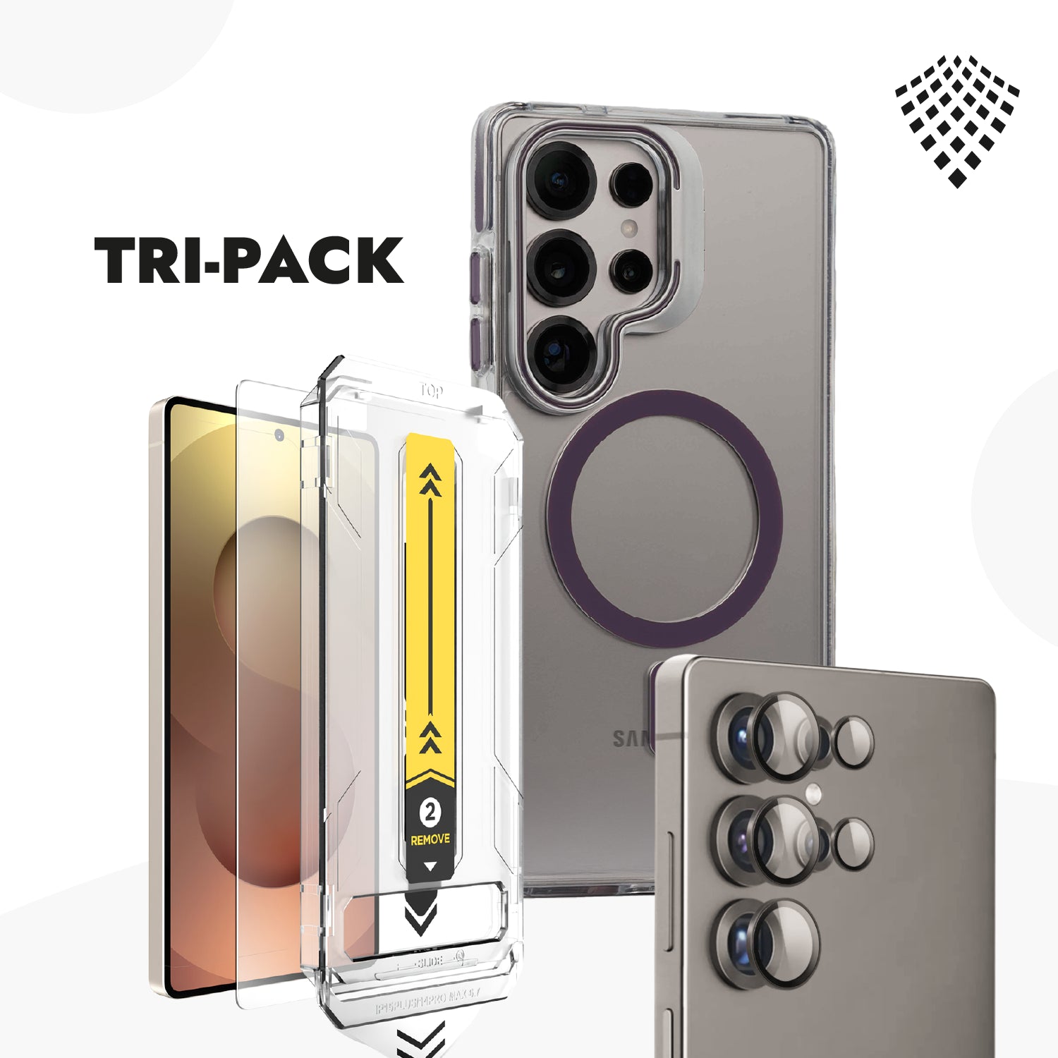 Case Stand + Vidrio Templado 9H +Protector de cámara - Galaxy S25 Ultra