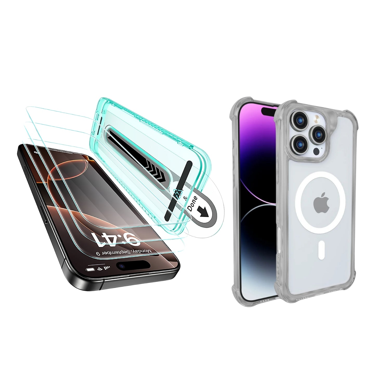 Case Airbag Mag + Vidrio Templado 9H - iPhone 16 Pro Max | Kit Minimal