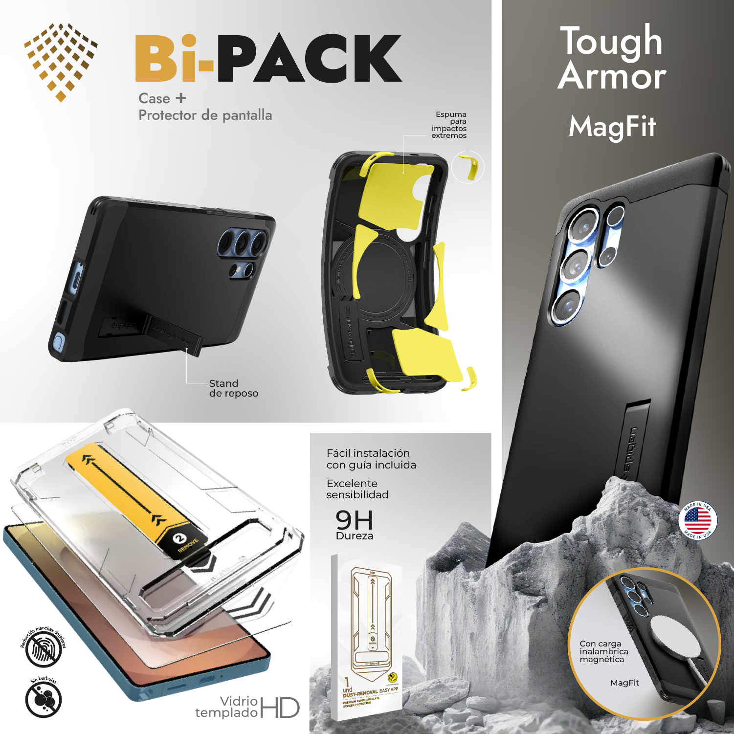 Case Tough Magfit + Vidrio Templado HD - Galaxy S25 Ultra
