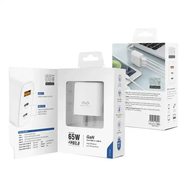 Cargador Rápido GaN 3USB 65W (VQ-T52)