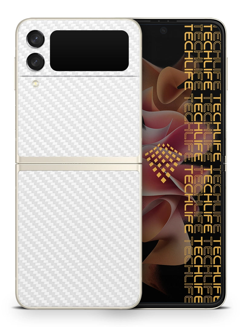 Skin Premium Fibra De Carbono Blanco Samsung Galaxy Z Flip 3