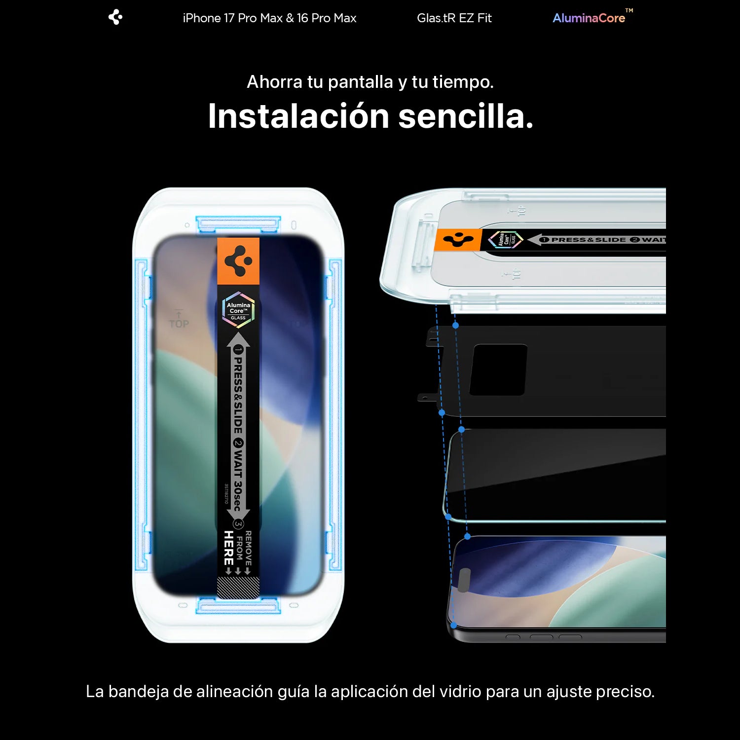 Protector de Pantalla Spigen EZ FIT GLAS.tR S.P. iPhone 17 Pro / 17 / 16 Pro (2 UND)