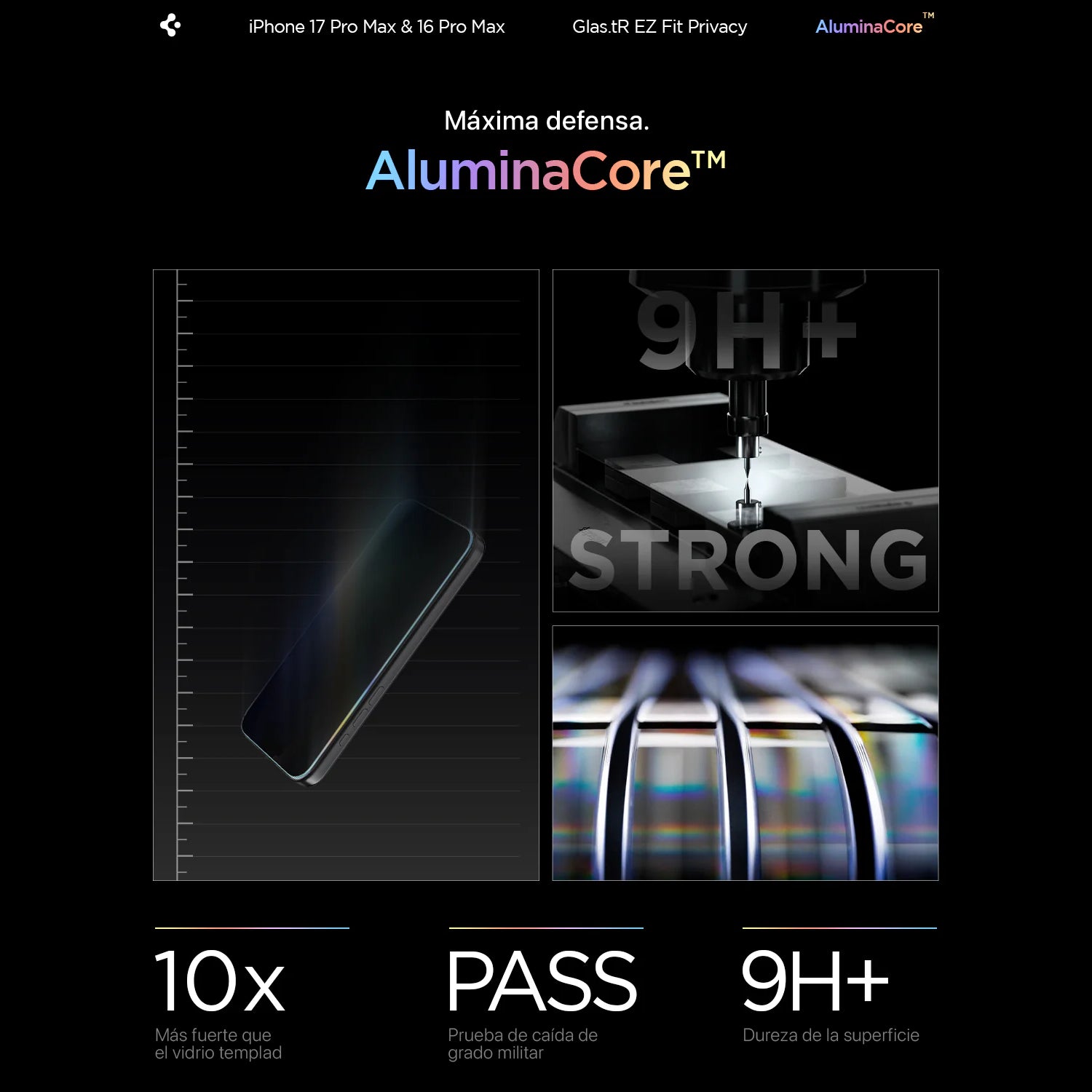 Protector de Pantalla Spigen EZ FIT GLAS.tR Privacy iPhone 17 Pro / 17 / 16 Pro (2 UND)