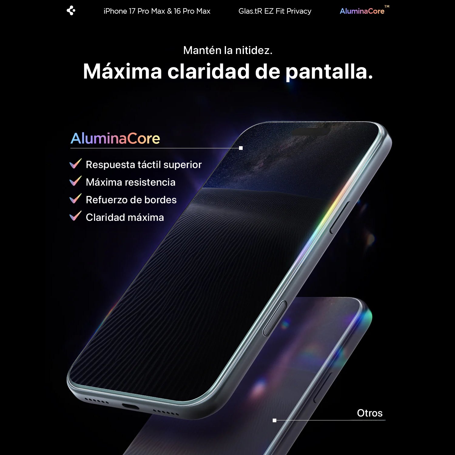 Protector de Pantalla Spigen EZ FIT GLAS.tR Privacy iPhone 17 Pro / 17 / 16 Pro  (1 UND)