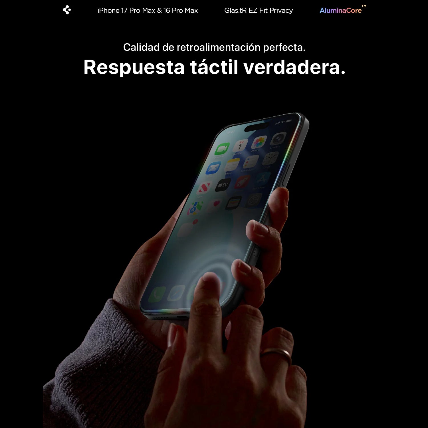 Protector de Pantalla Spigen EZ FIT GLAS.tR Privacy iPhone 17 Pro / 17 / 16 Pro  (1 UND)