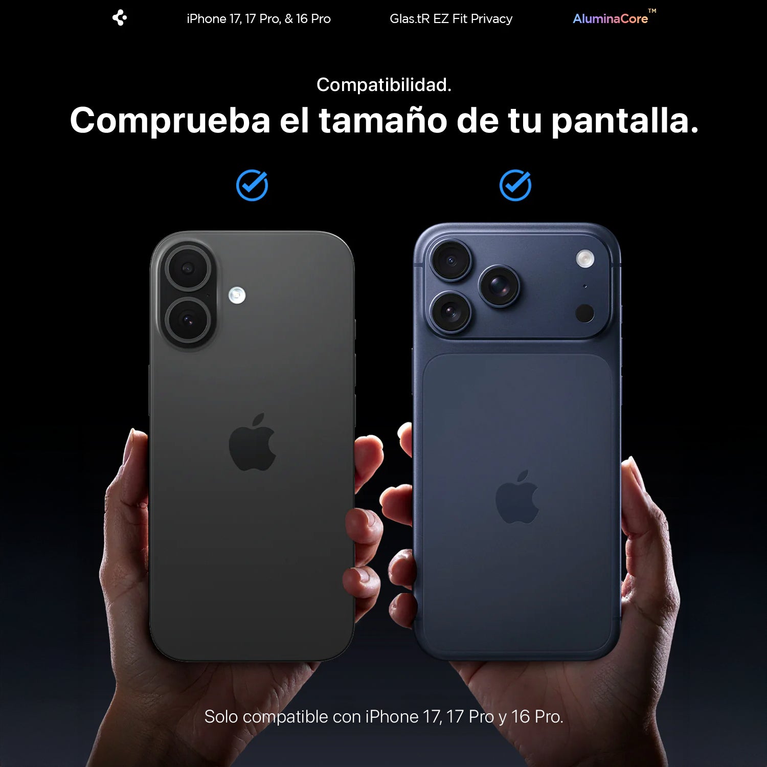 Protector de Pantalla Spigen EZ FIT GLAS.tR S.P. iPhone 17 Pro / 17 / 16 Pro (2 UND)