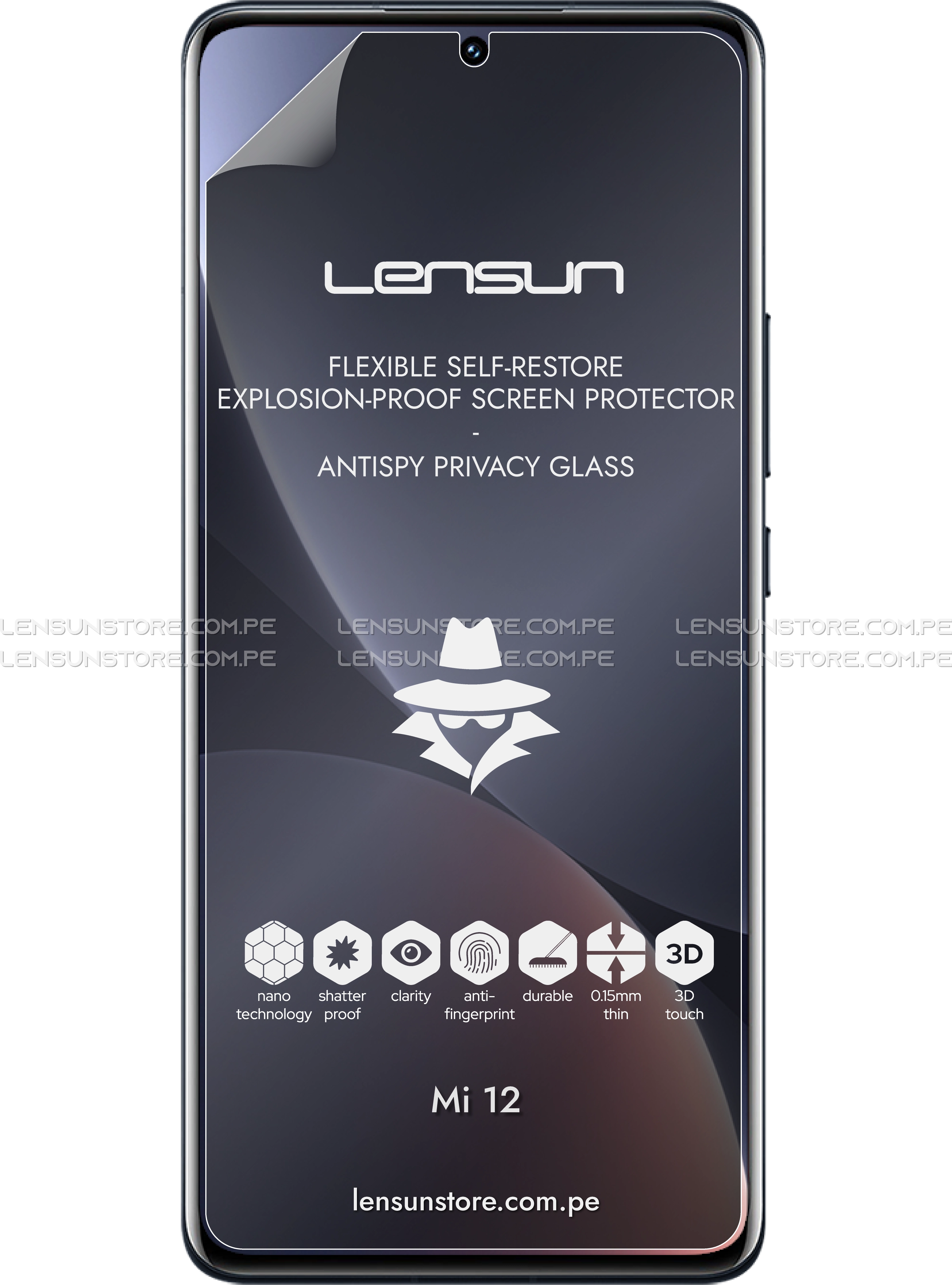 Protector de Pantalla Lensun Privacidad Mate Xiaomi Mi 12