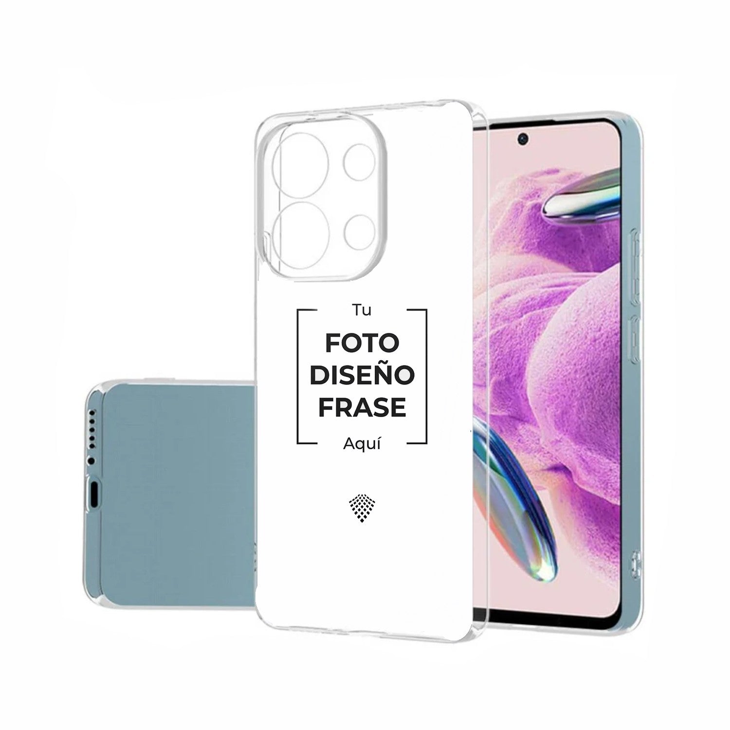Case Esencial Transparente + Skin Personalizado (Parte posterior)