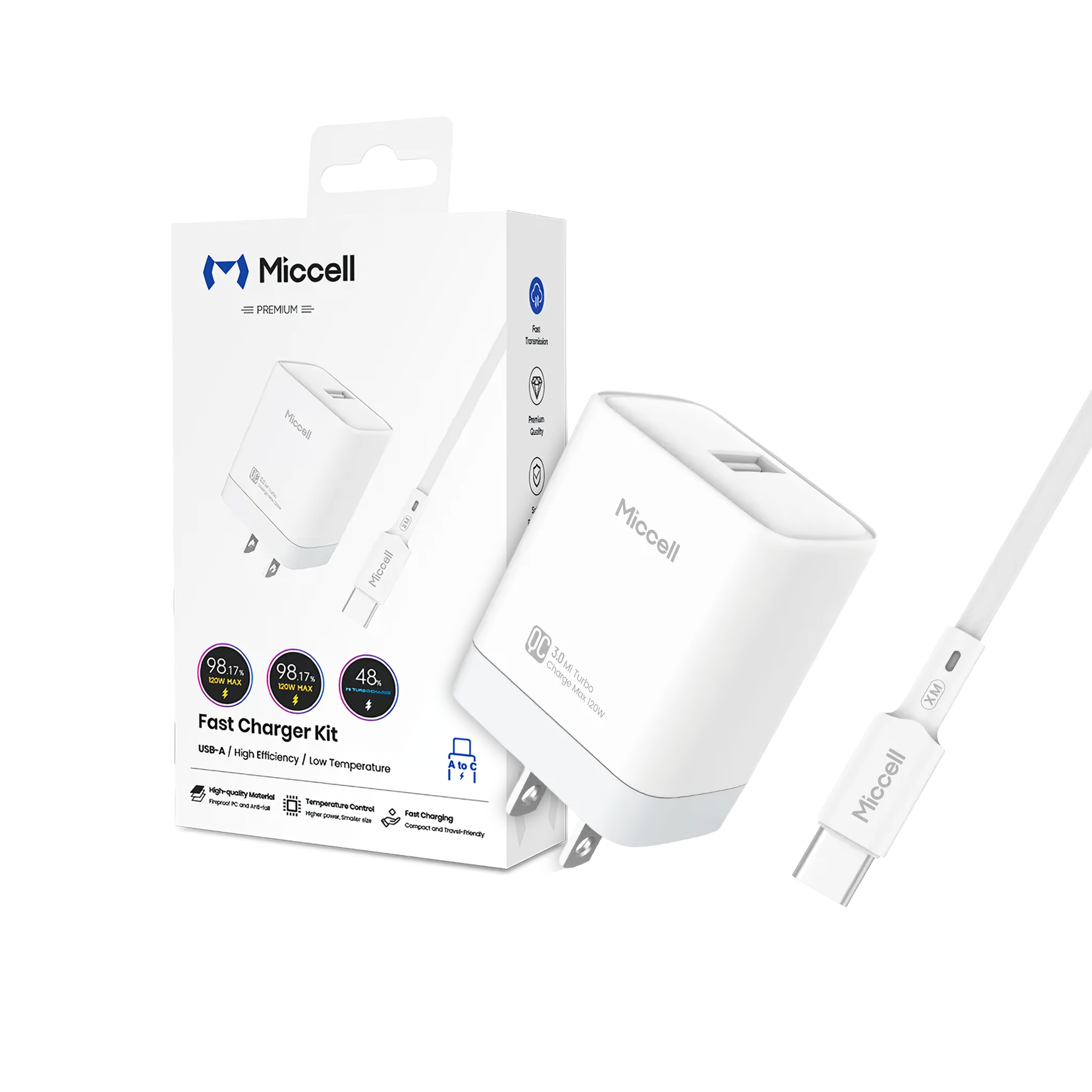 Cargador Rápido Miccell 120w Tipo C Compatible Xiaomi