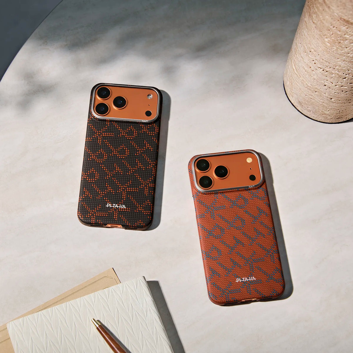 Case PITAKA Aramid Edge - iPhone 17 Pro / 18 Pro · Blue Orange (PitaTap™)