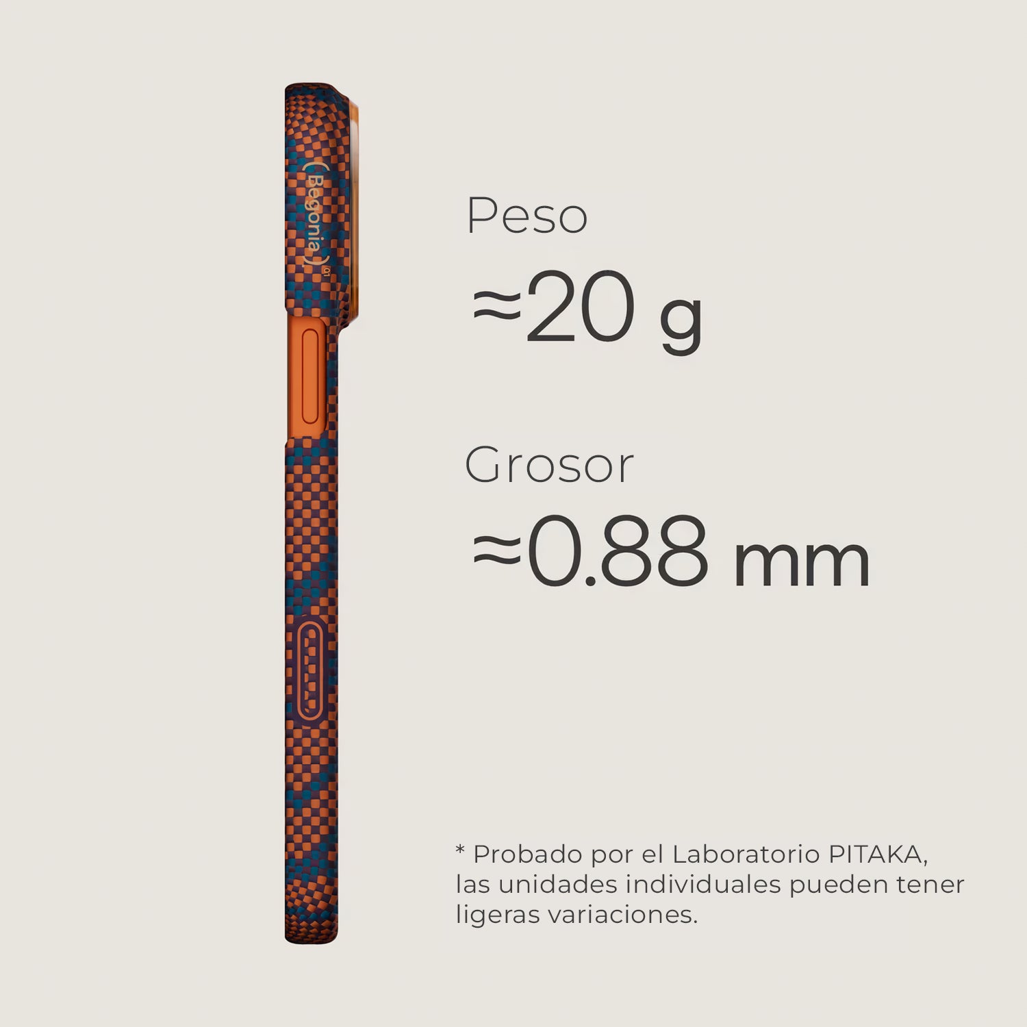 Case Pitaka Aramid Edge para iPhone 17 Pro - Burning Orange (PitaTap™)