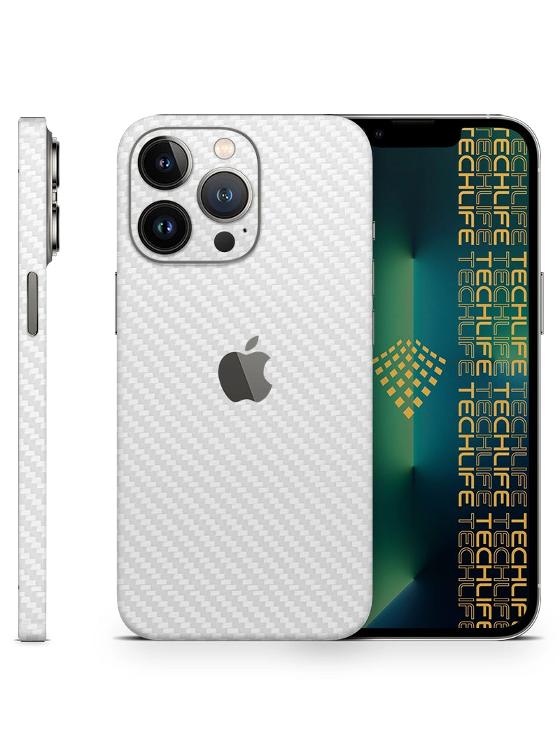 Skin Premium Fibra De Carbono Blanco iPhone 13 Pro