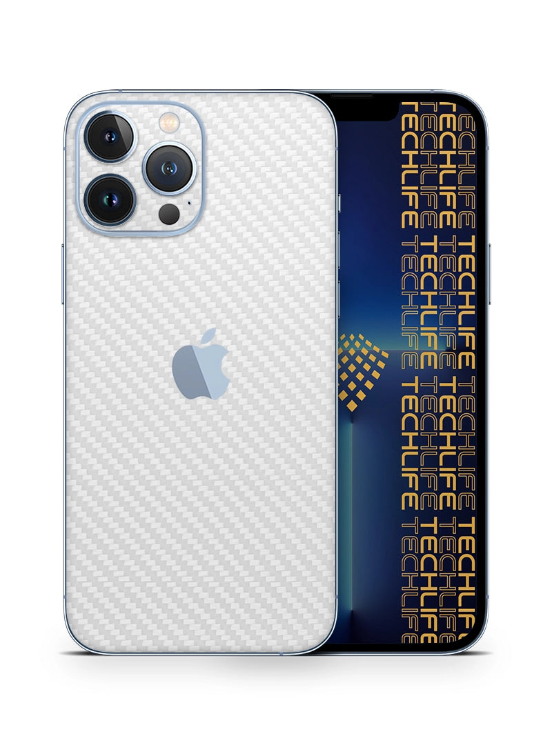 Skin Premium Fibra De Carbono Blanco iPhone 13 Pro Max