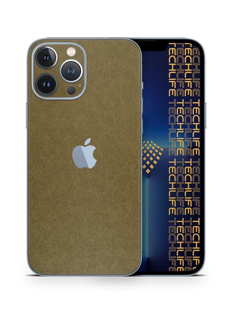 Skin Premium Fibra Mostaza Antiguo iPhone 13 Pro Max