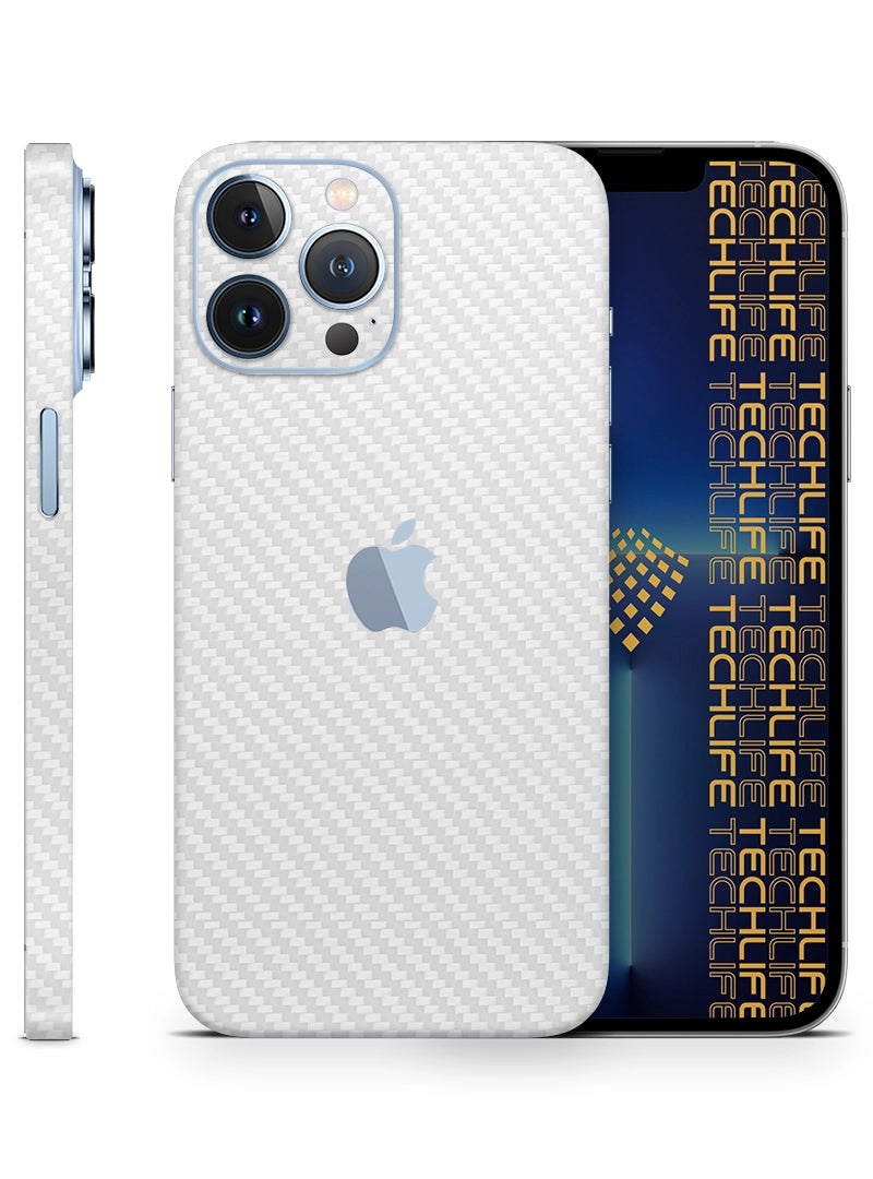 Skin Premium Fibra De Carbono Blanco iPhone 13 Pro Max