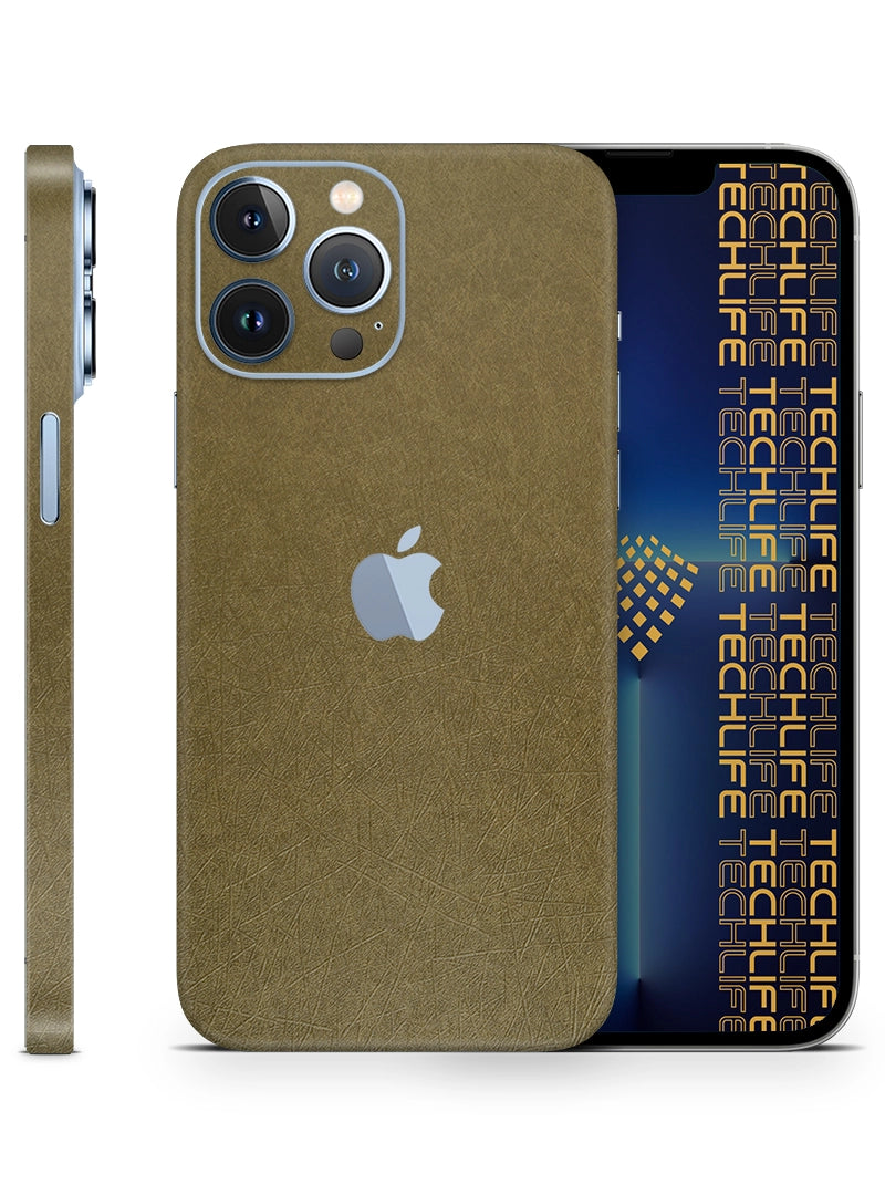 Skin Premium Fibra Mostaza Antiguo iPhone 13 Pro Max