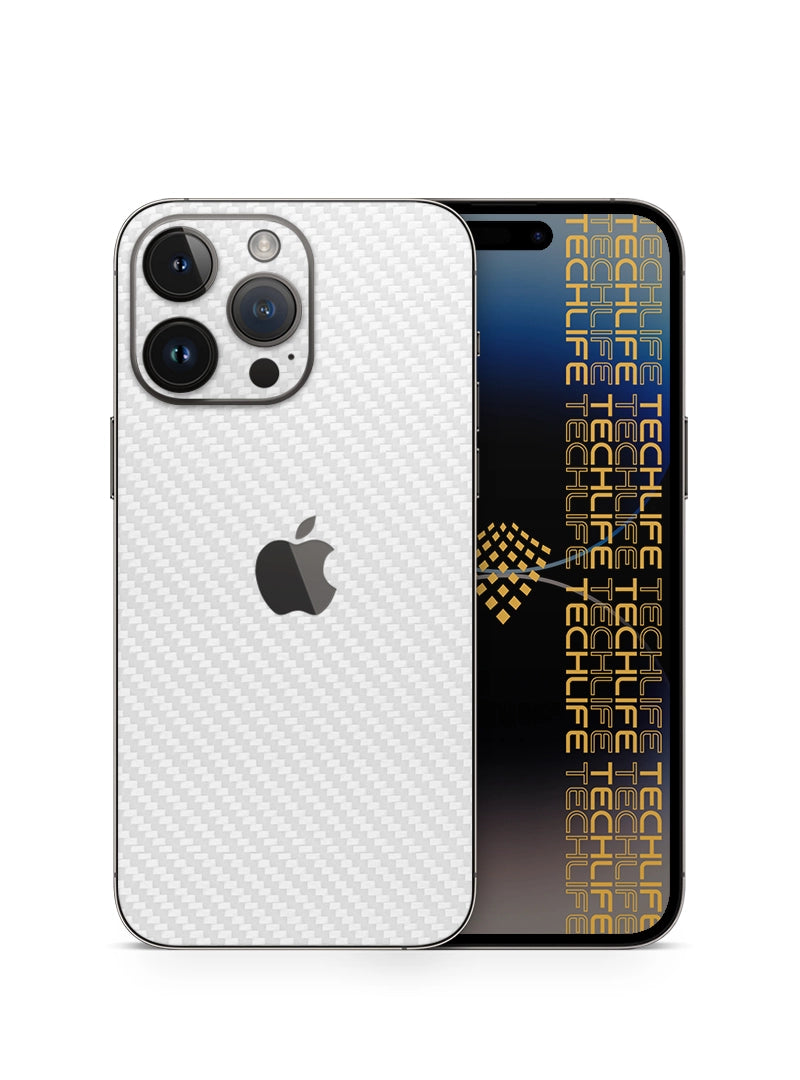 Skin Premium Fibra De Carbono Blanco iPhone 14 Pro