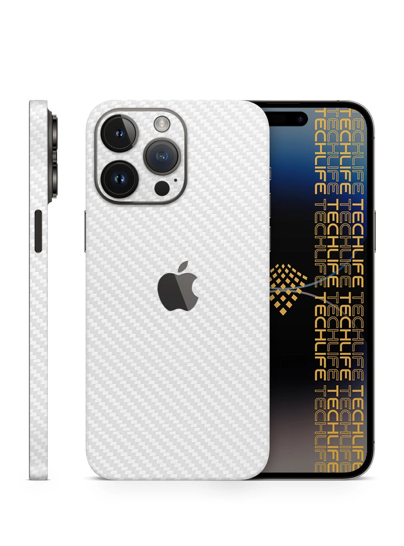 Skin Premium Fibra De Carbono Blanco iPhone 14 Pro