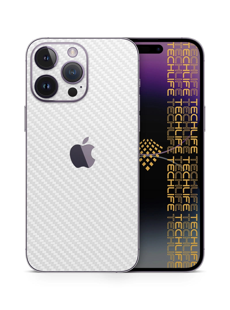 Skin Premium Fibra De Carbono Blanco iPhone 14 Pro Max