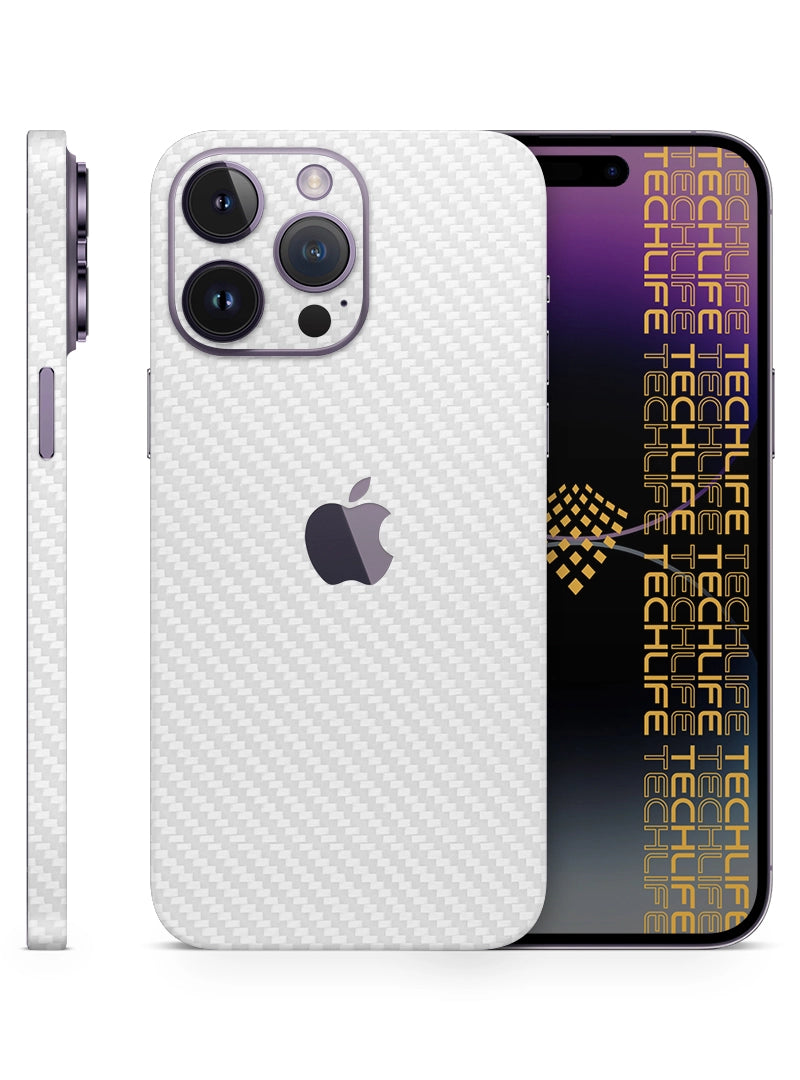 Skin Premium Fibra De Carbono Blanco iPhone 14 Pro Max