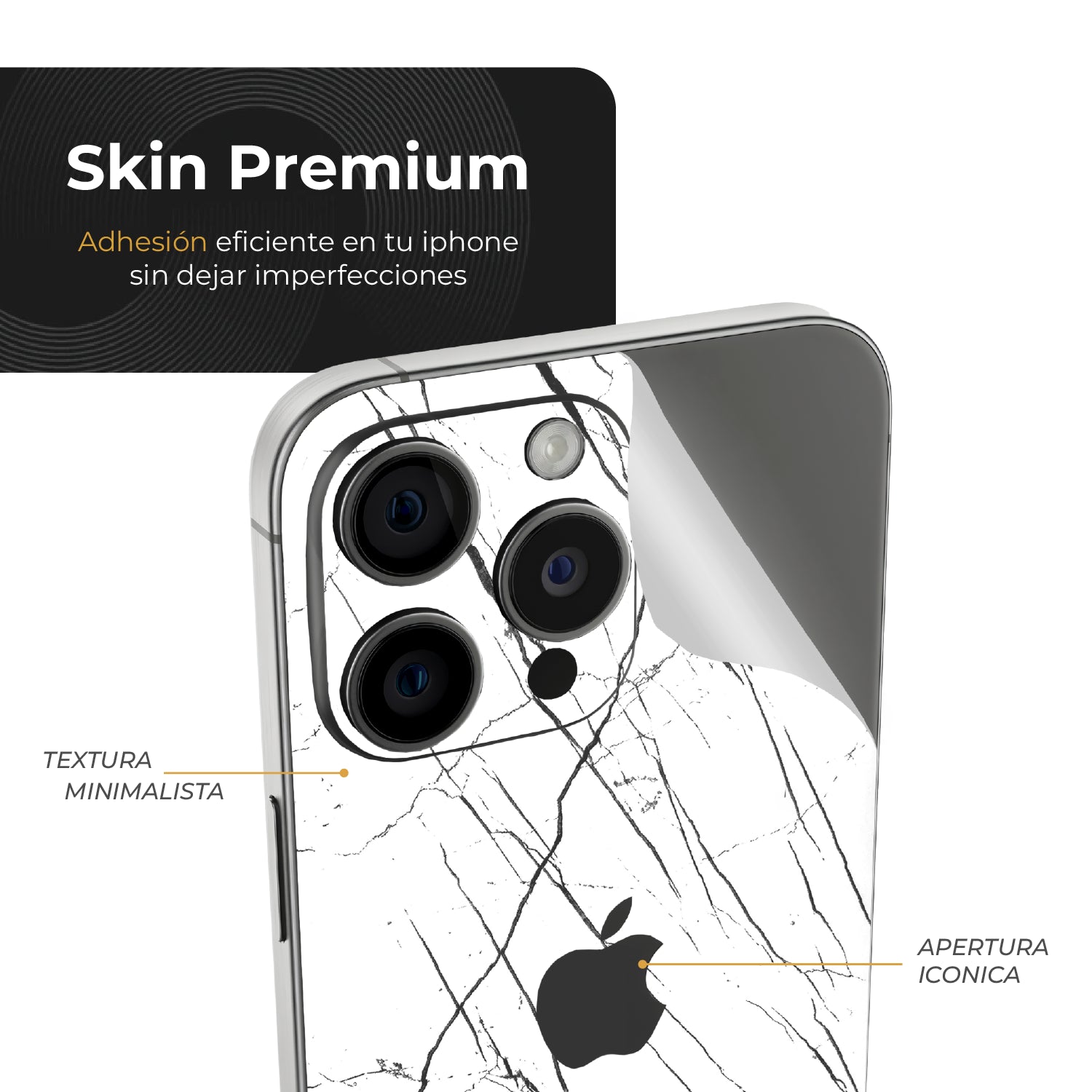 Skin Premium Mármol Nero - iPhone 16 Pro