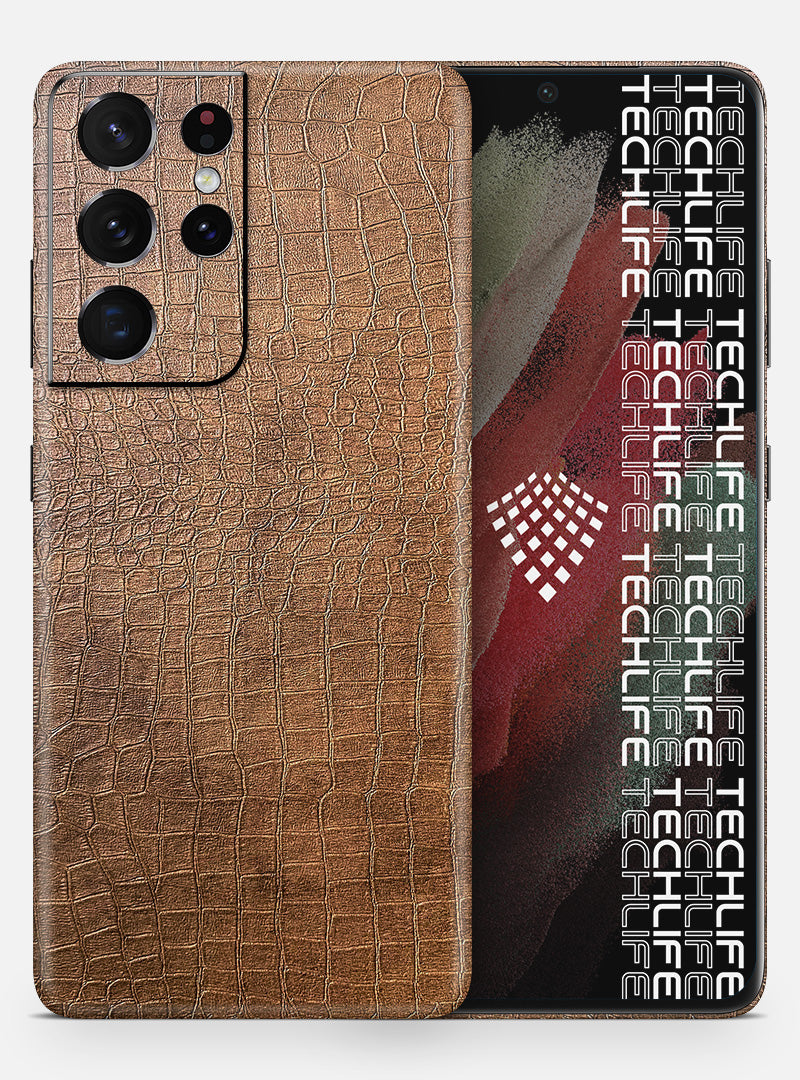 Skin Leather Reptile Brown para Galaxy S21 Ultra